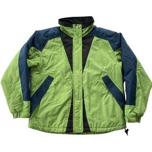 Womens L.L BEAN Green Navy Blue Black Primaloft Insulated Jacket M - No Hood VTG